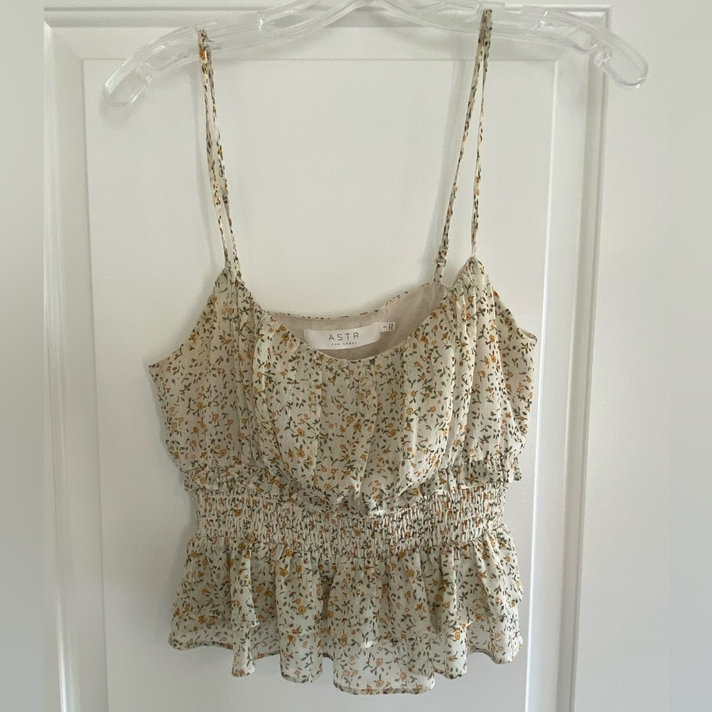 ASTR Floral Smocked Crop Tank